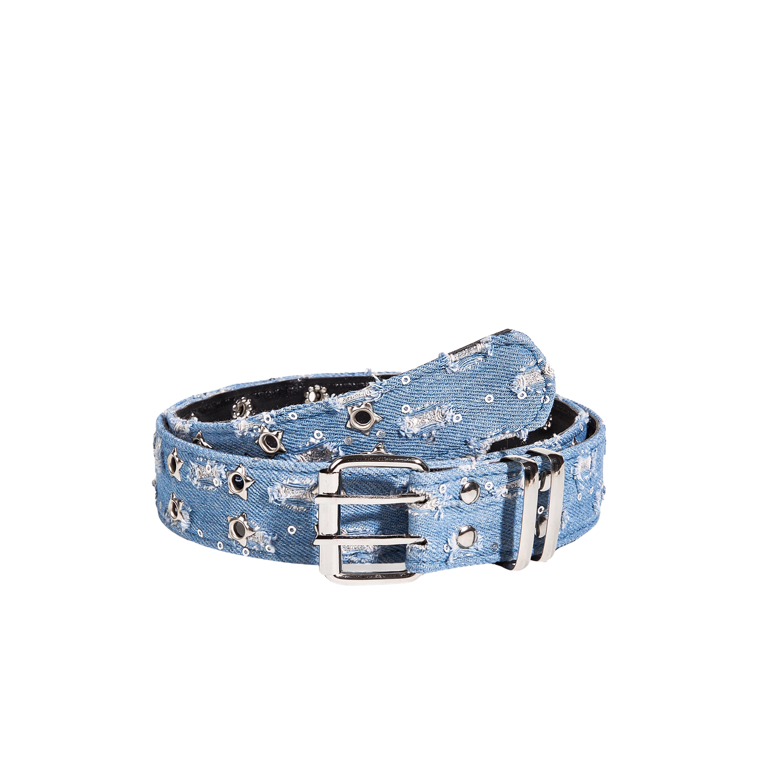 Ripped Denim Stud Belt